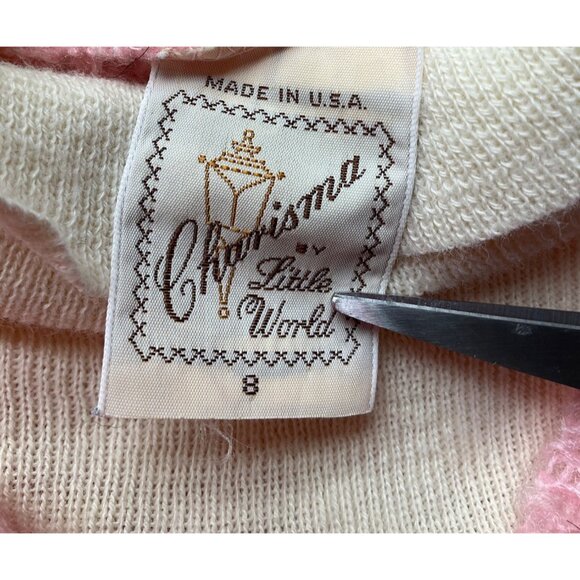 Vintage Charisma Girls Sz 8 Turtle neck Sweater pink Preppy Shabby Chic - Picture 3 of 10